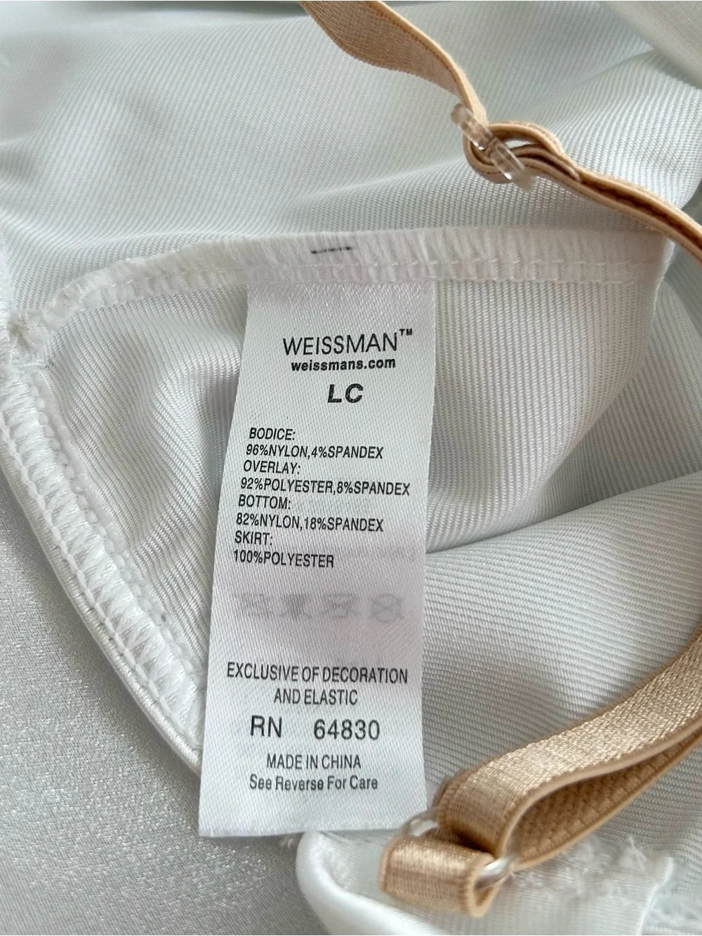Weissman Showtime I Feel Pretty White Satin Sequins Organza Dancewear Size LC 14